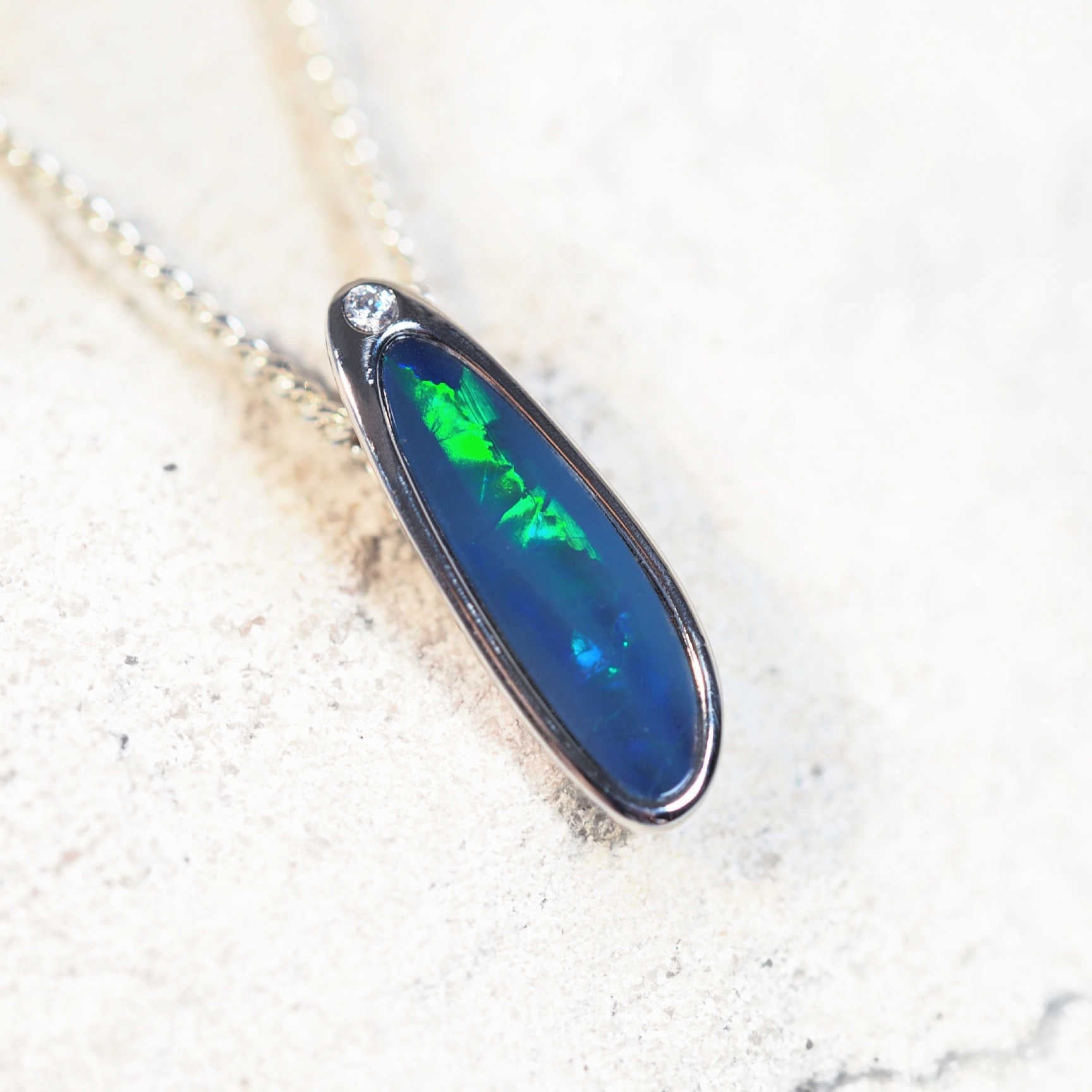 australian opal pendant set in silver