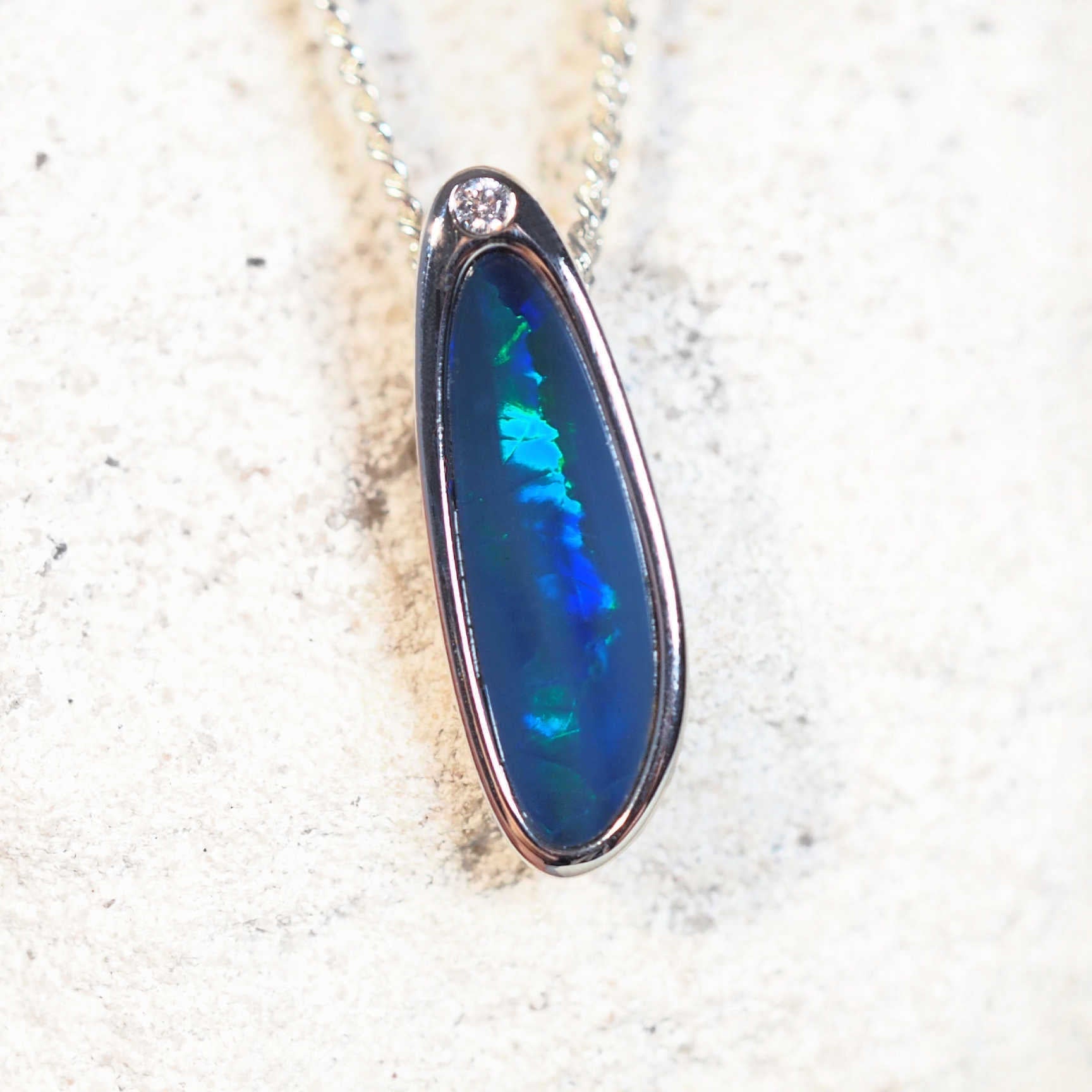 blue and green doublet opal necklace