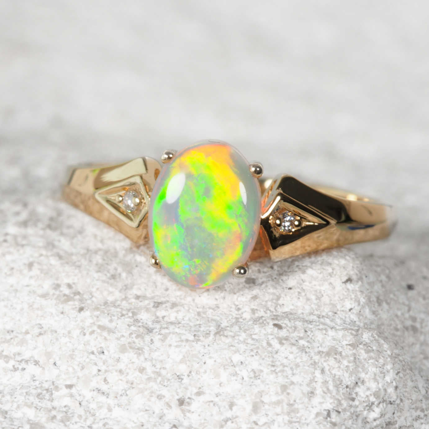 'Hera' Crystal Opal Ring 14ct Gold