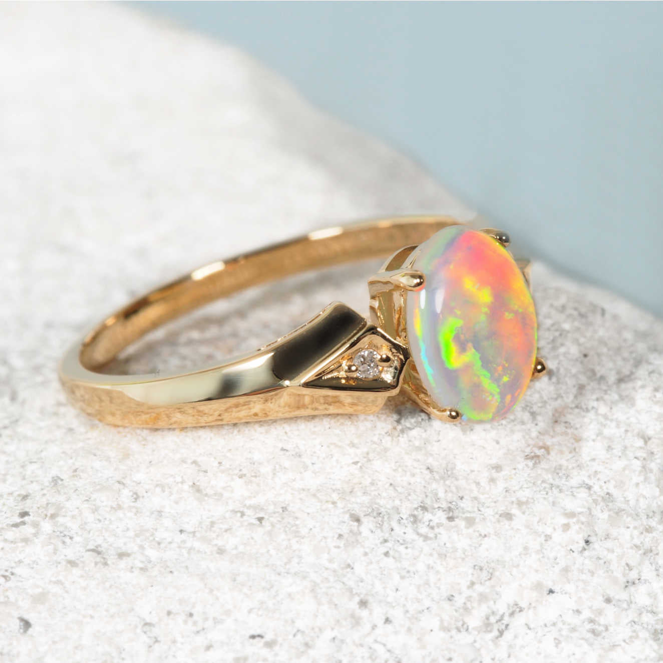 'Hera' Crystal Opal Ring 14ct Gold