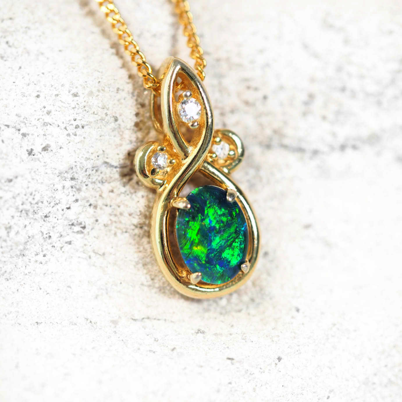 green and blue opal pendant