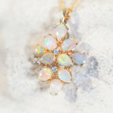 australian opal necklace in 18ct yellow gold with diamonds