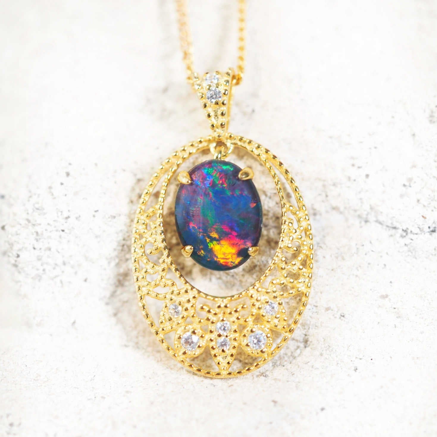 lace design opal pendant