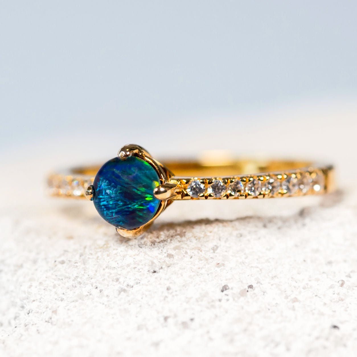 opal ring gold plated silver