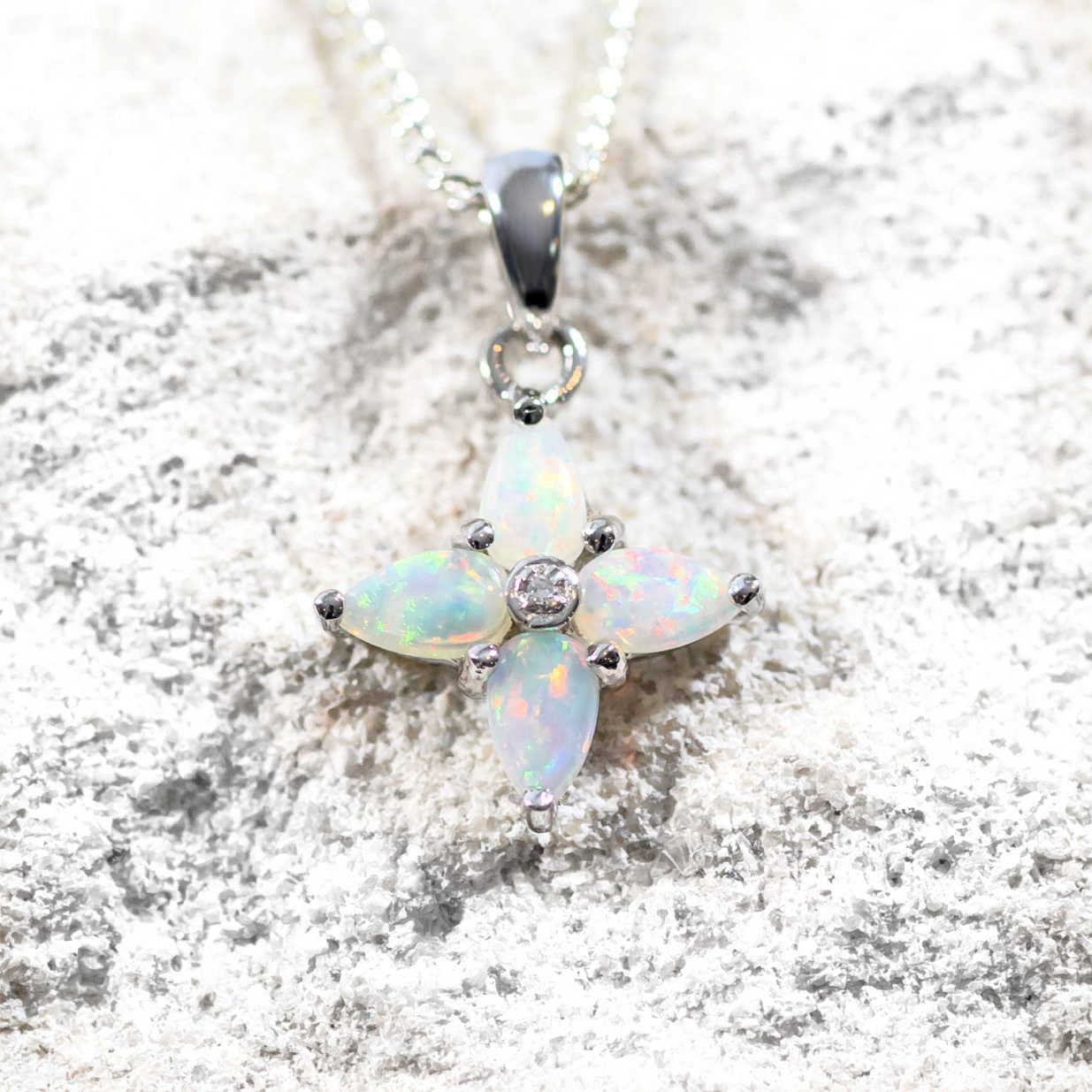colourful four leaf opal pendant