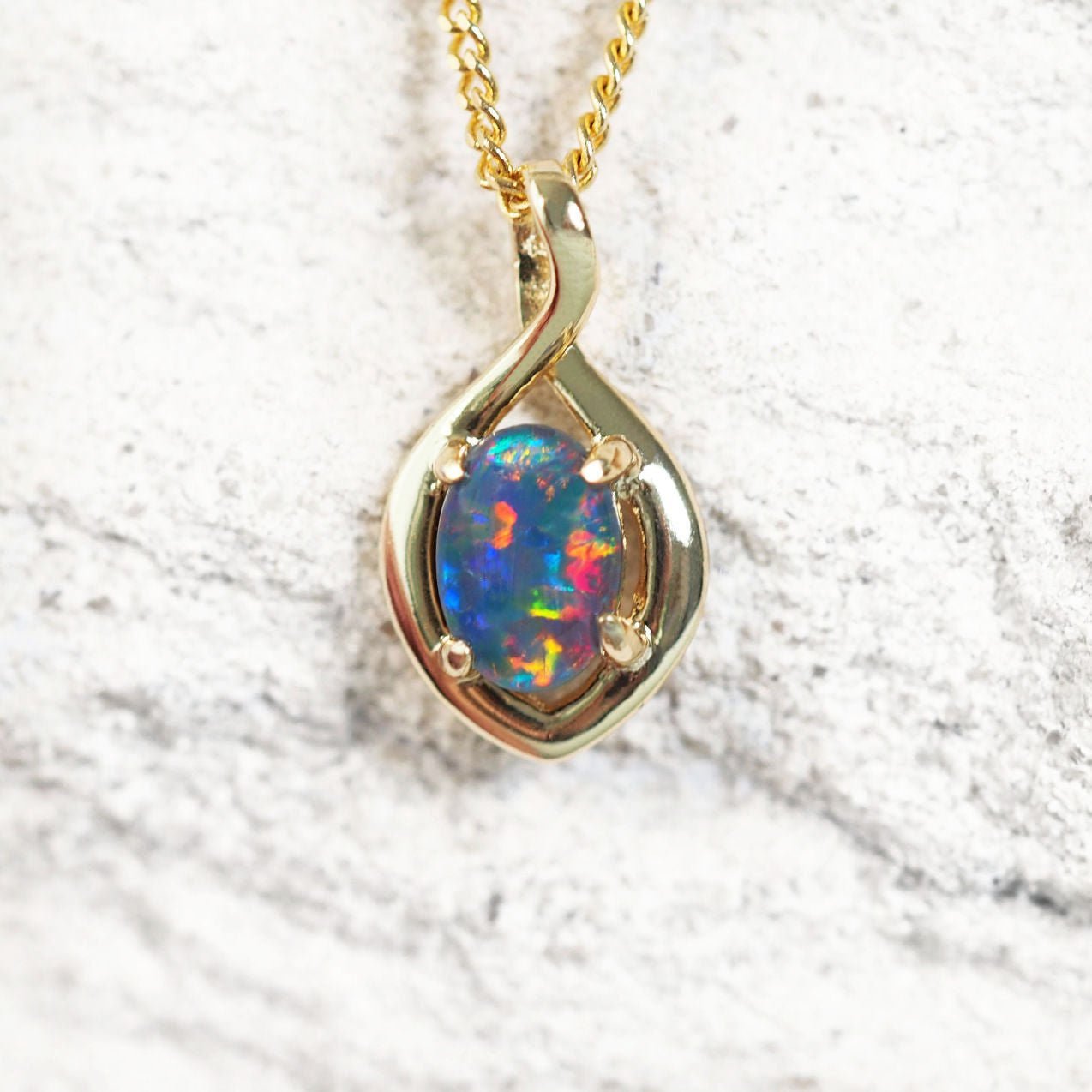 colourful triplet opal pendant