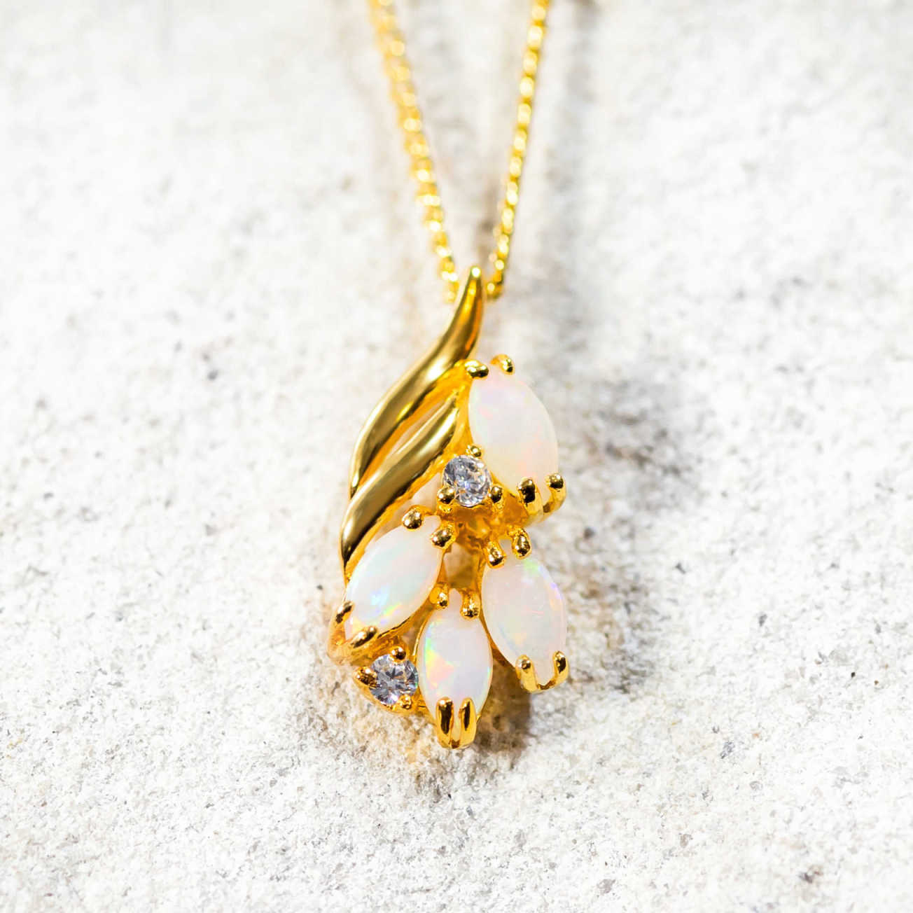 white opal necklace with diamantes