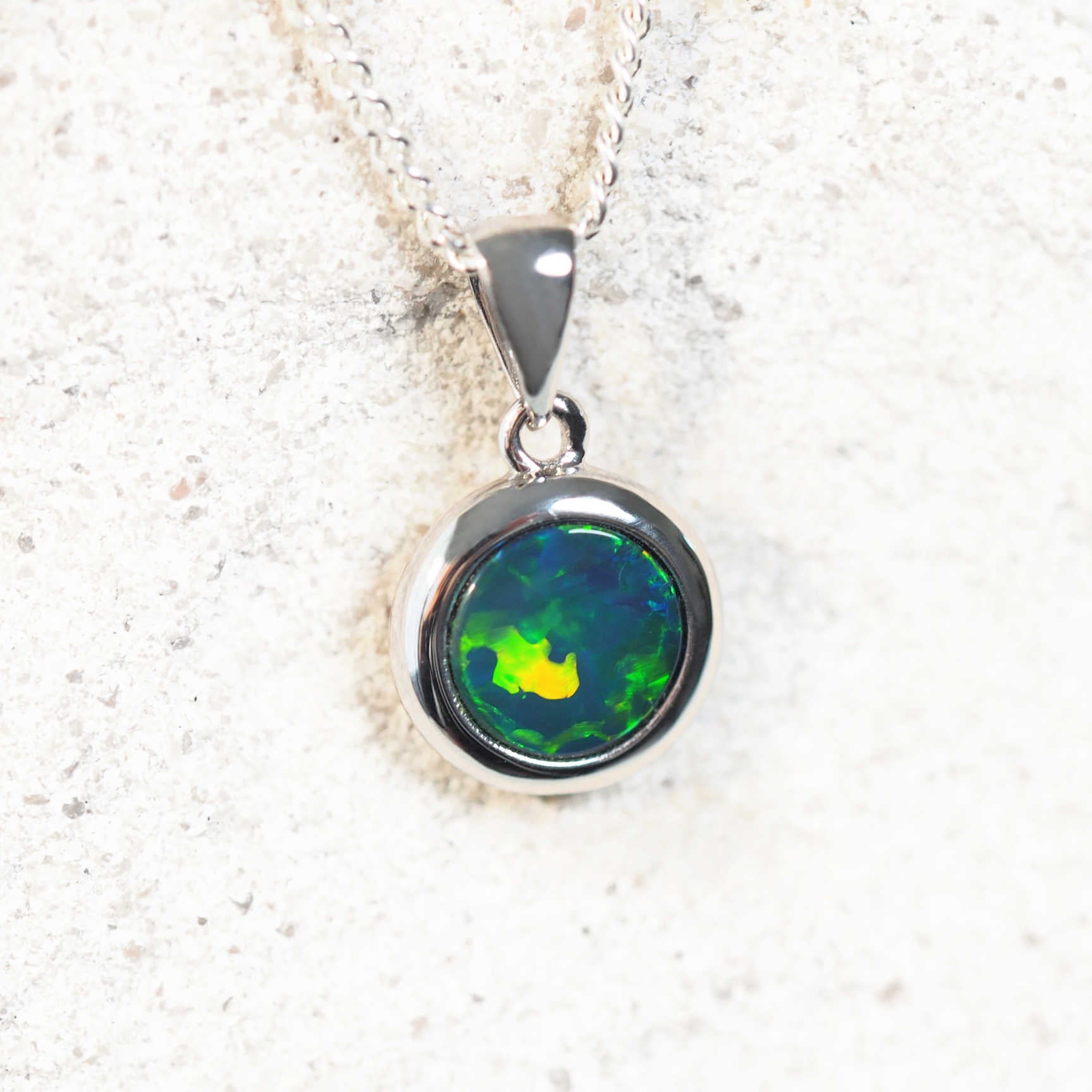 'Melann' Doublet Opal Pendant 14ct White Gold
