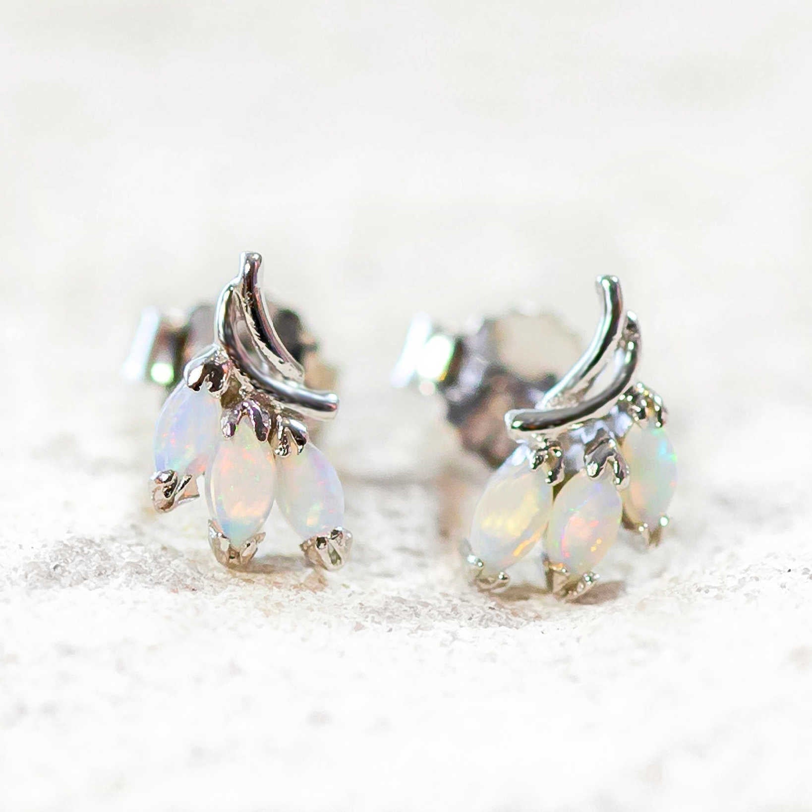 Opal earrings 'Mira' Silver Australian Crystal Opals 