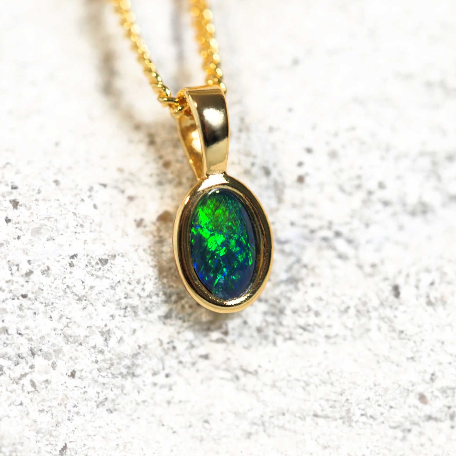 'Myka Petite' Triplet Opal Pendant Gold Plated Silver