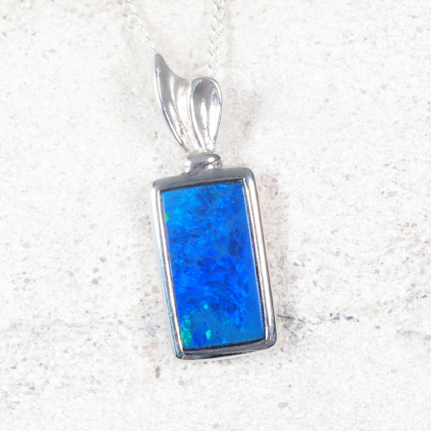 'Namali Azure' Doublet Opal Pendant Silver