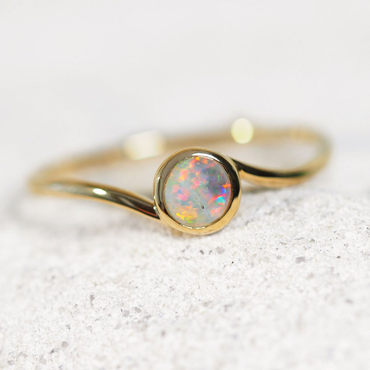 'Neriah' Lightning Ridge Gold Opal Ring - Black Star Opal