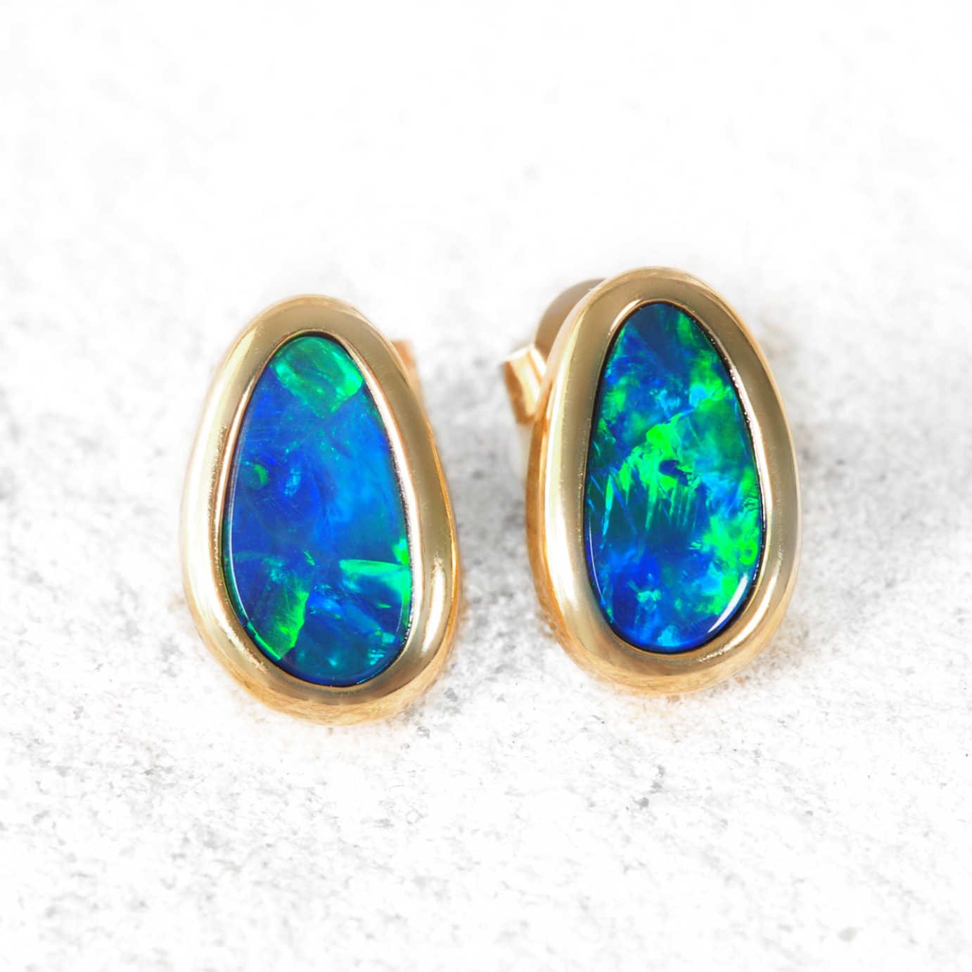 'Nerida' Doublet Opal Earrings 14ct Gold