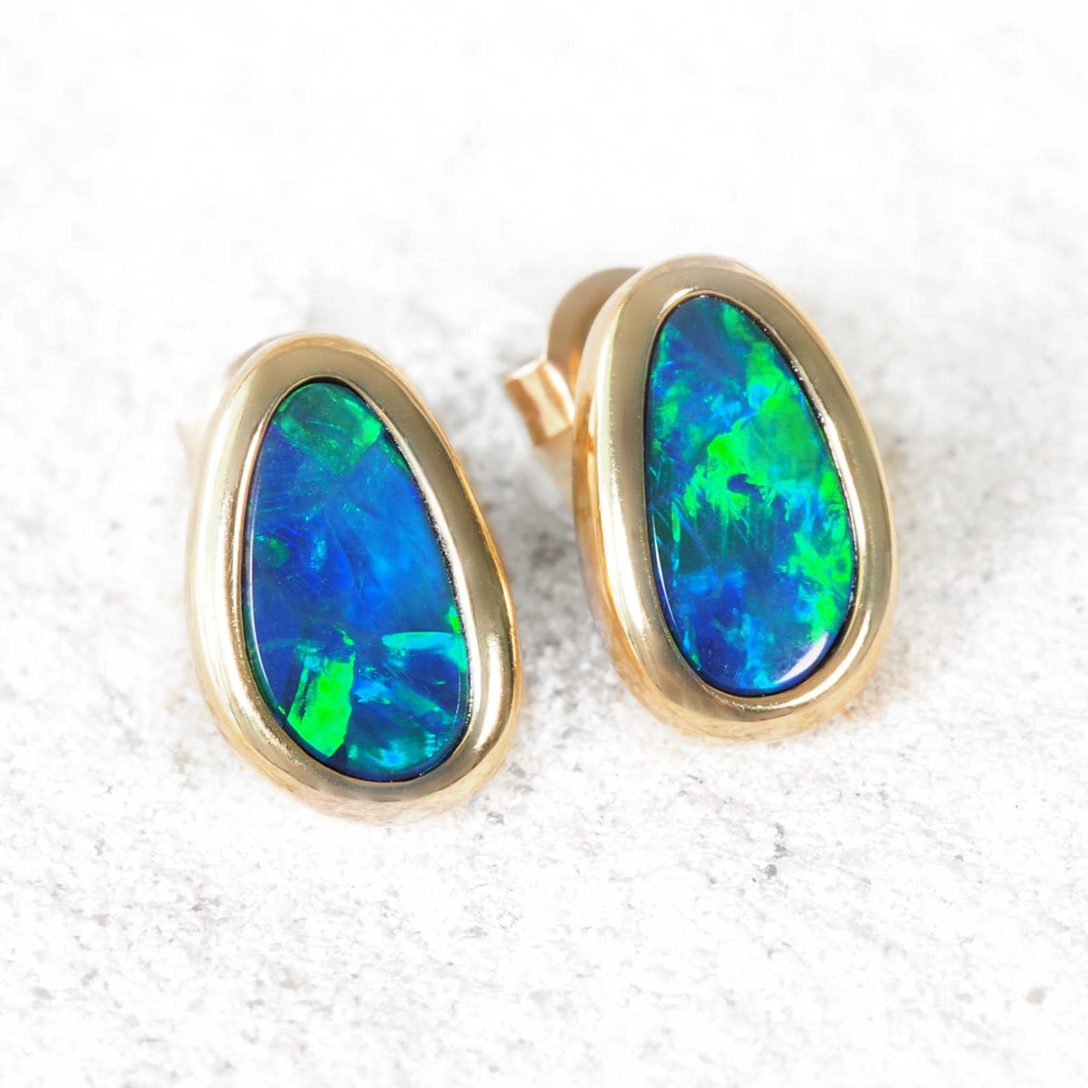 'Nerida' Doublet Opal Earrings 14ct Gold