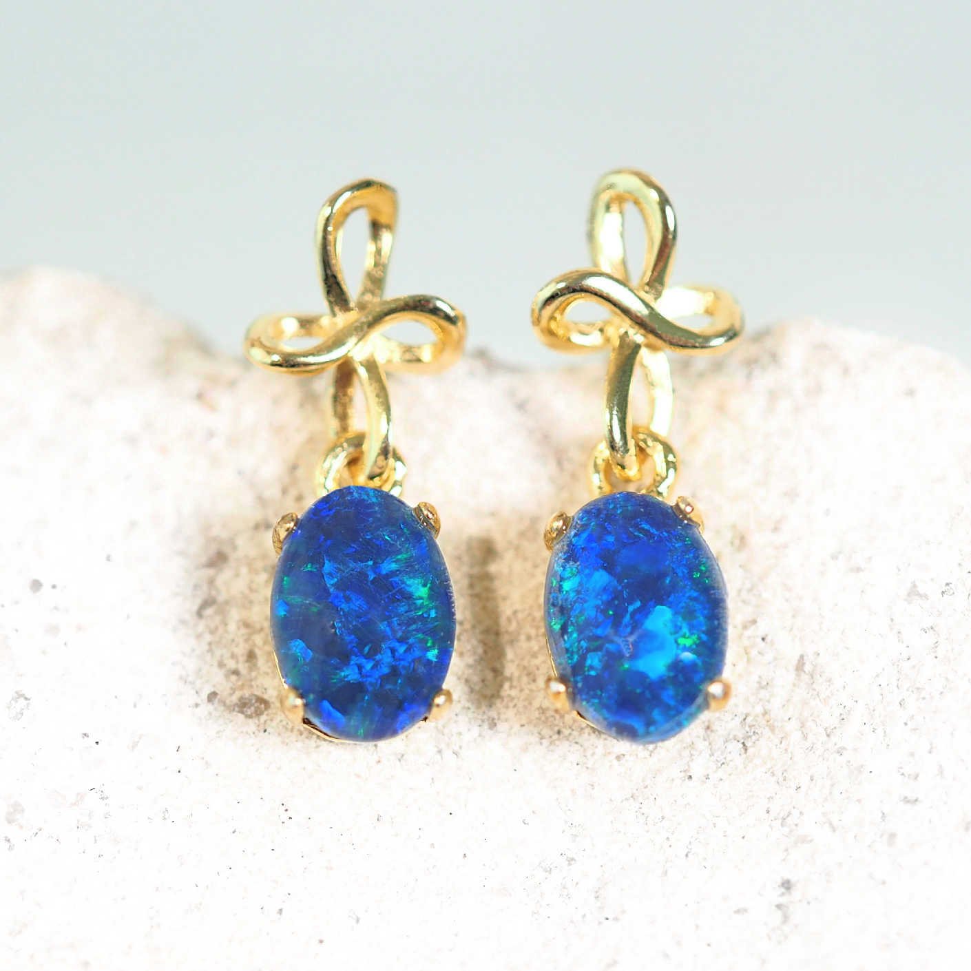 blue and green australian opal earrings