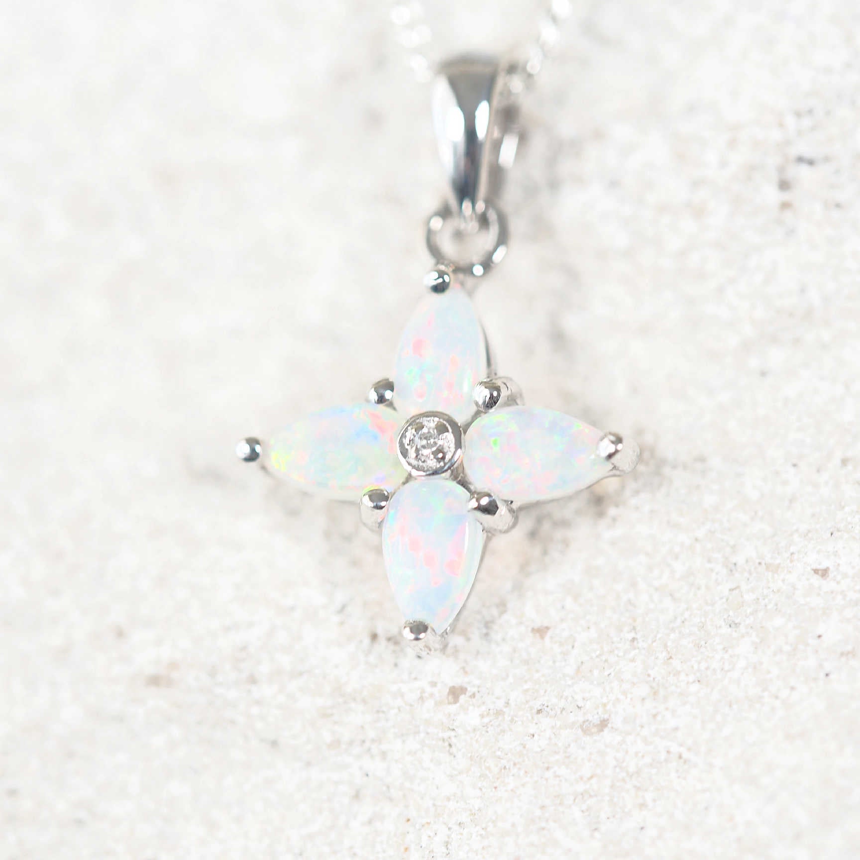 opal pendant flower shape