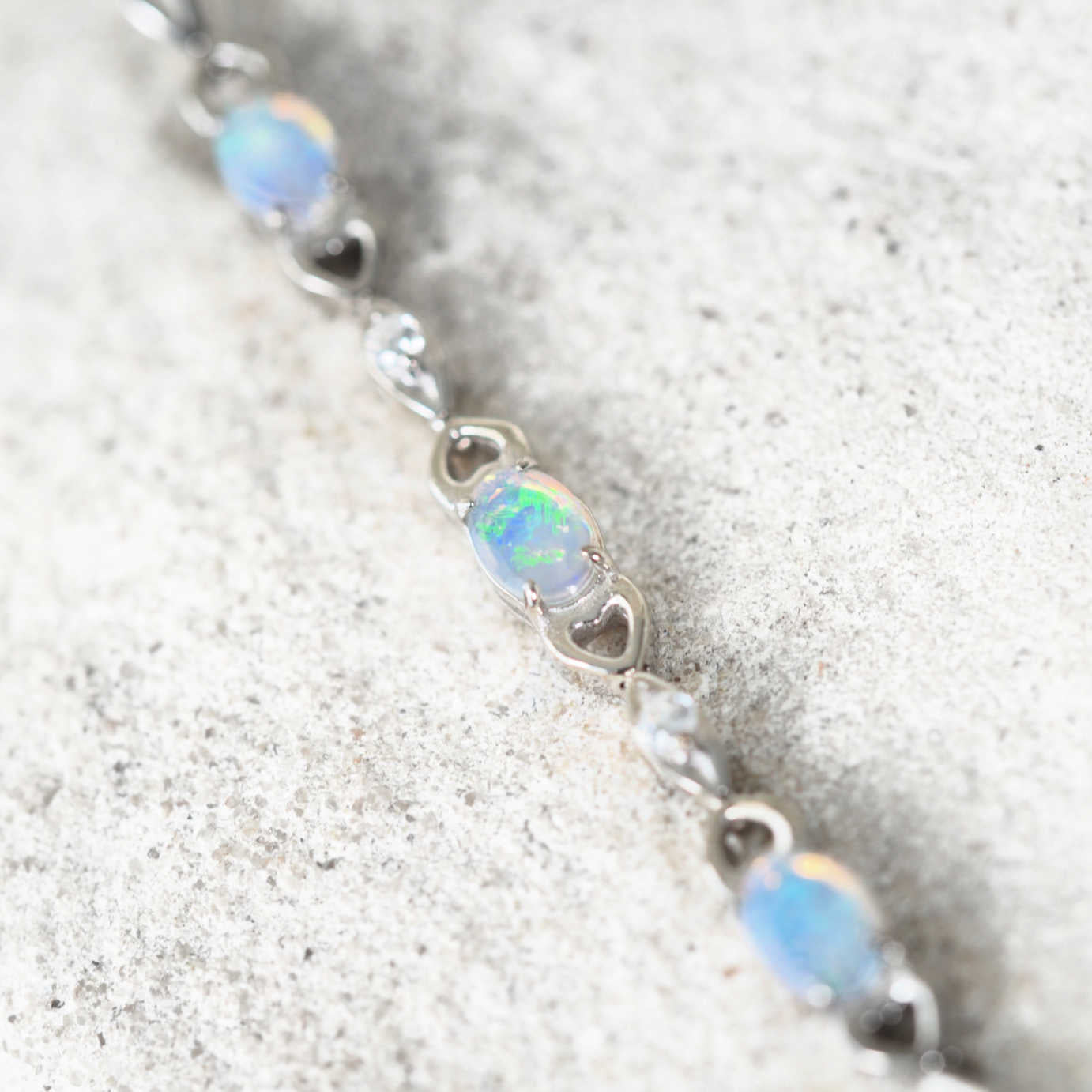 Love heart opal bracelet featuring three oval South Australian crystal opals
