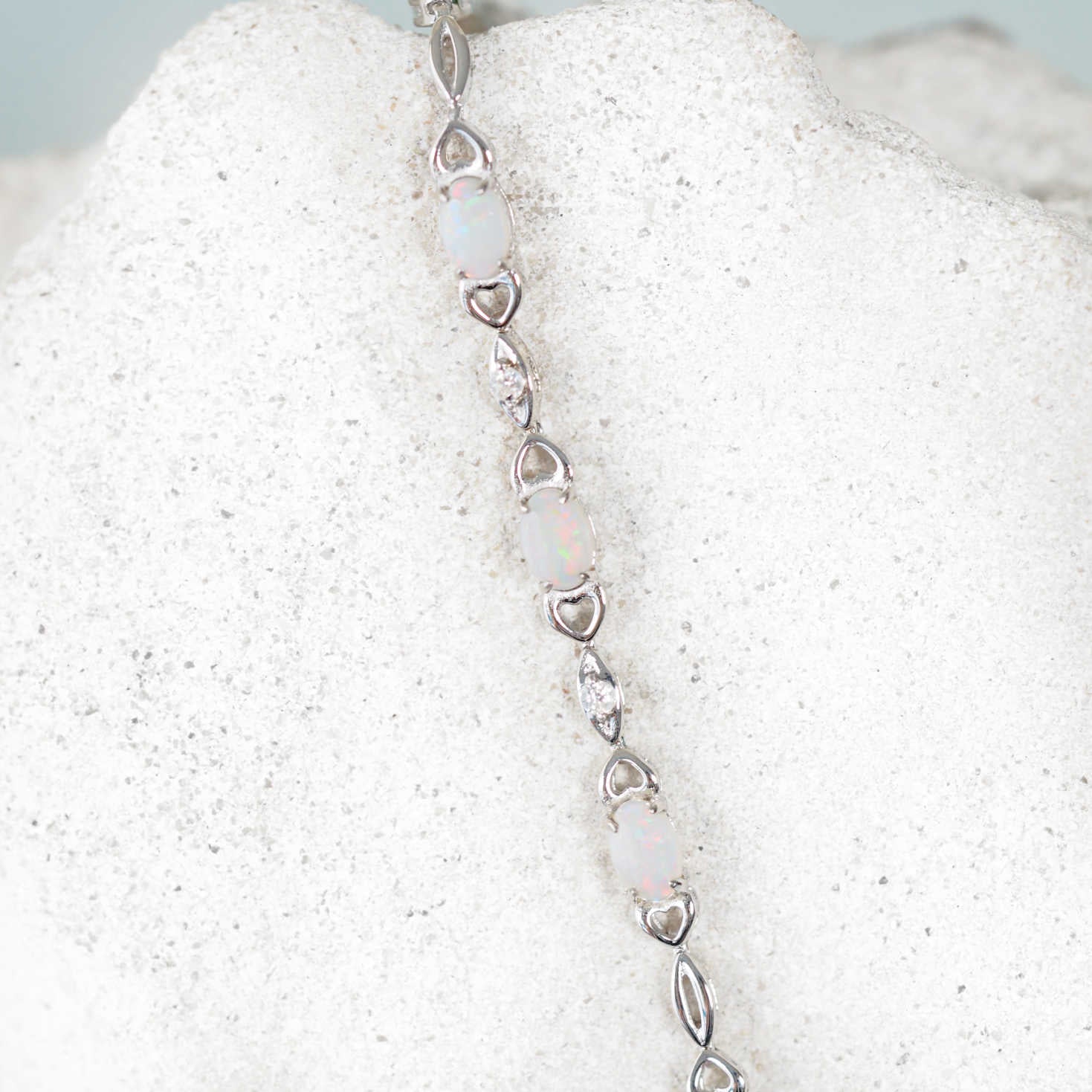 opal stone bracelet in sterling silver