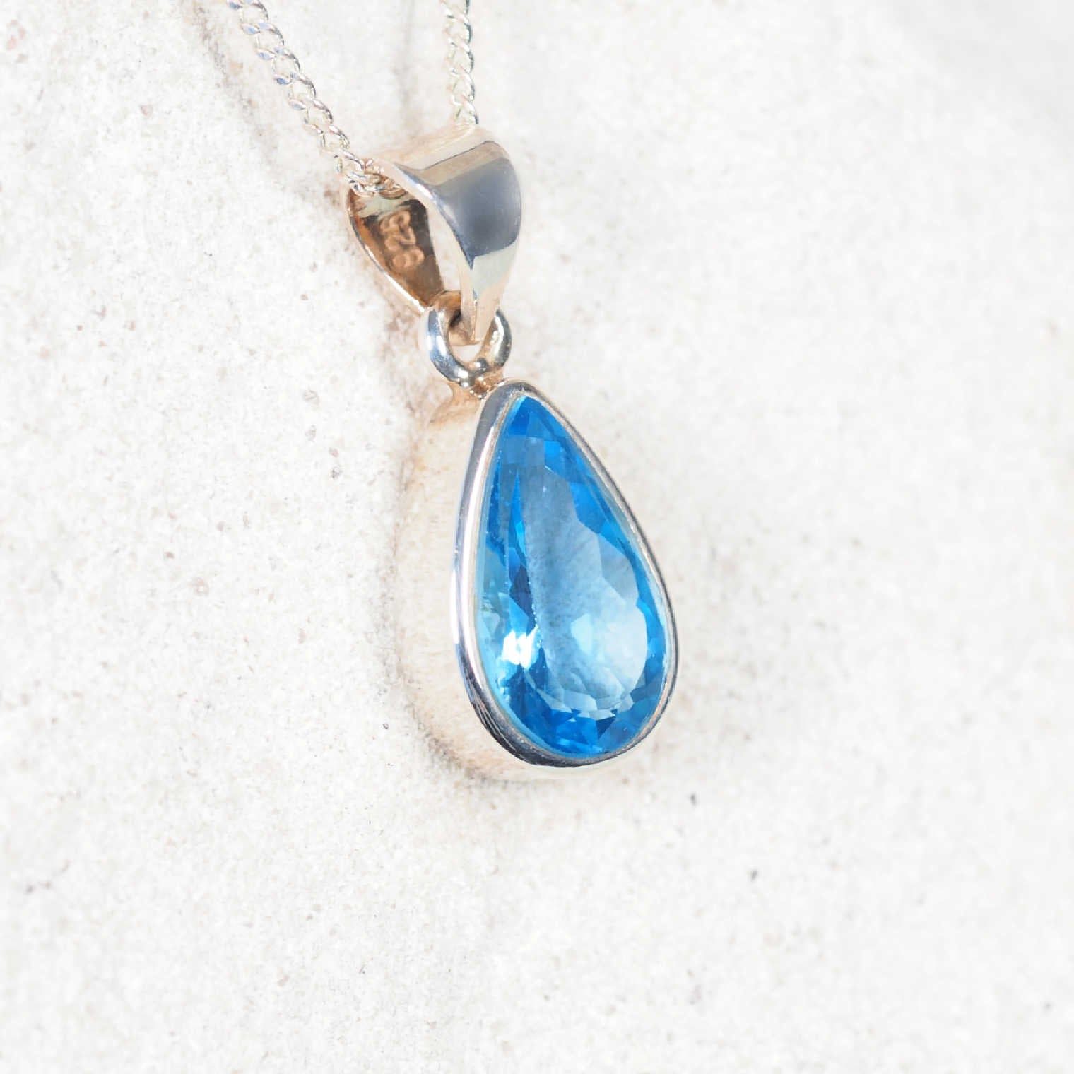 'Penelope' Blue Topaz Gemstone Silver Pendant