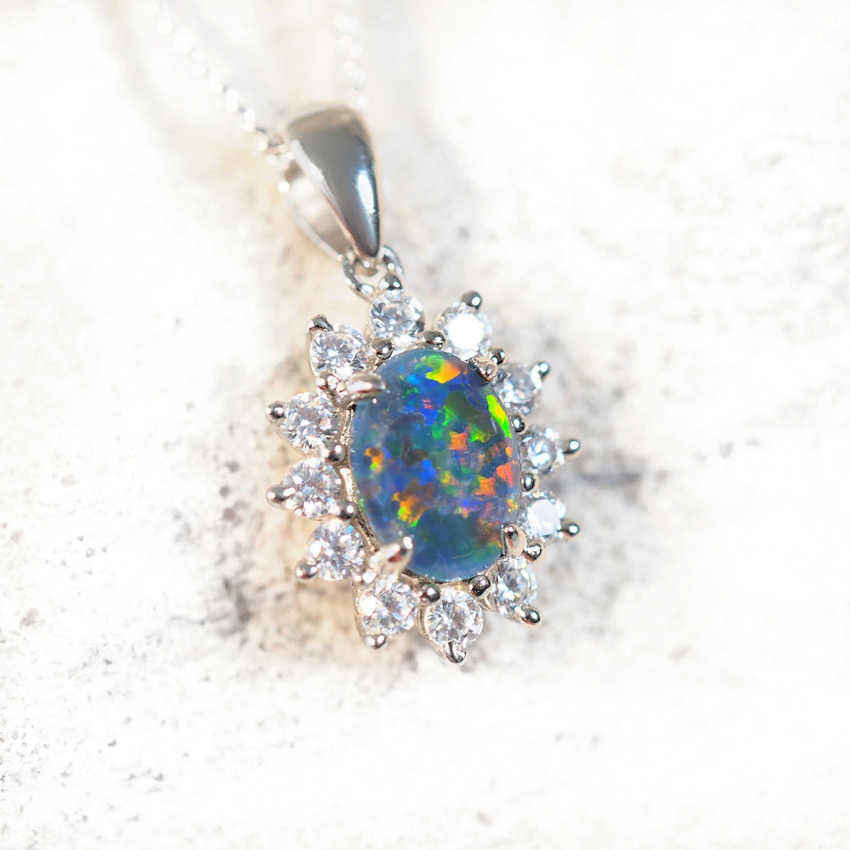 'Princess' Triplet Opal Pendant Silver
