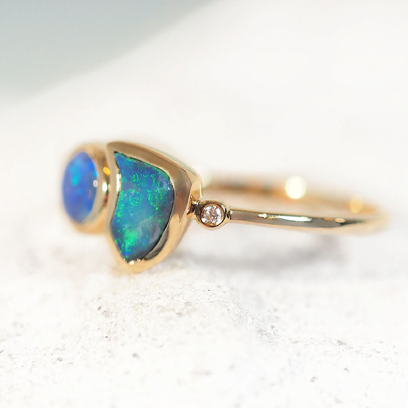 'Saira' Black Opal Ring 14ct Gold