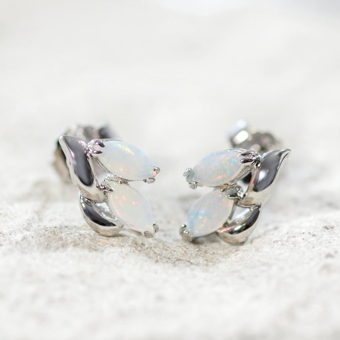 colourful crystal opal earrings set in sterling silver