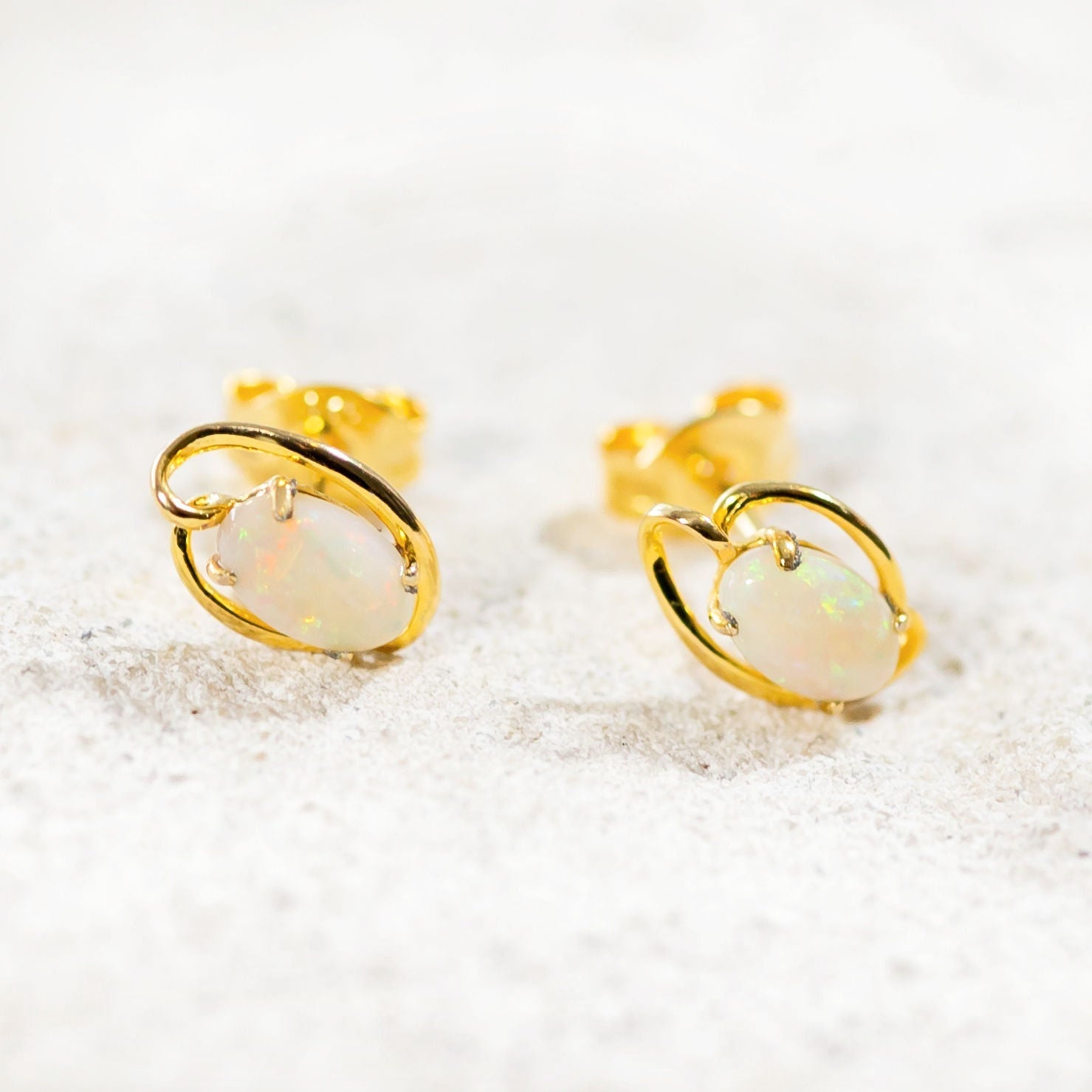 stud opal earrings