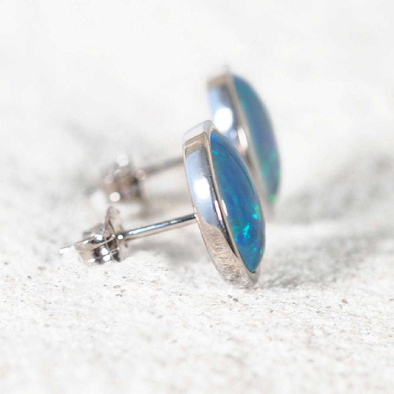 'Sophia X-Large Blue' Triplet Opal Earrings Silver