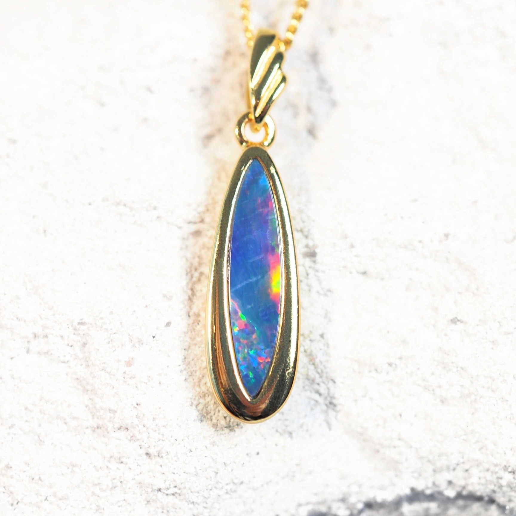 colourful gold plated silver opal pendant