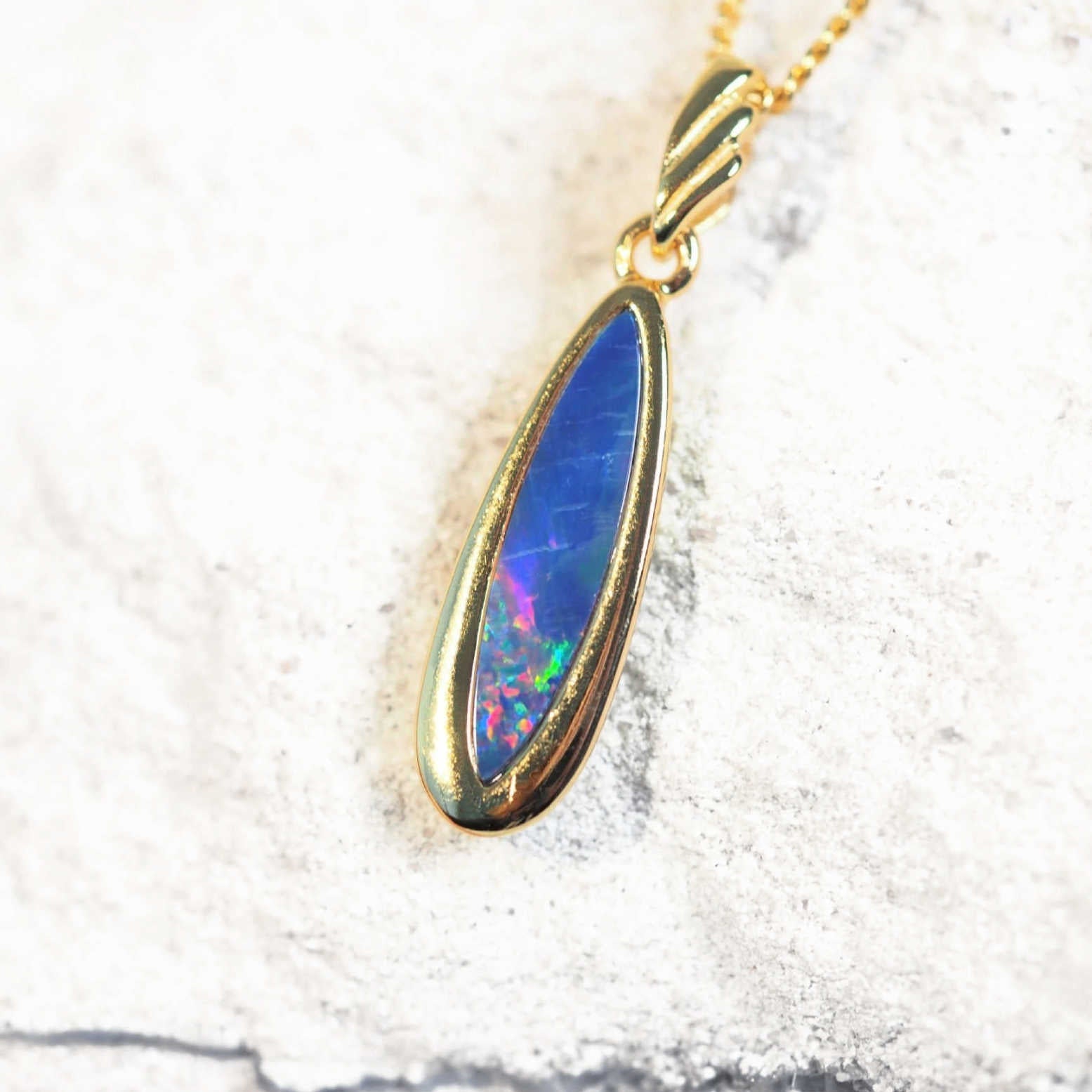 opal pendant in gold plated silver