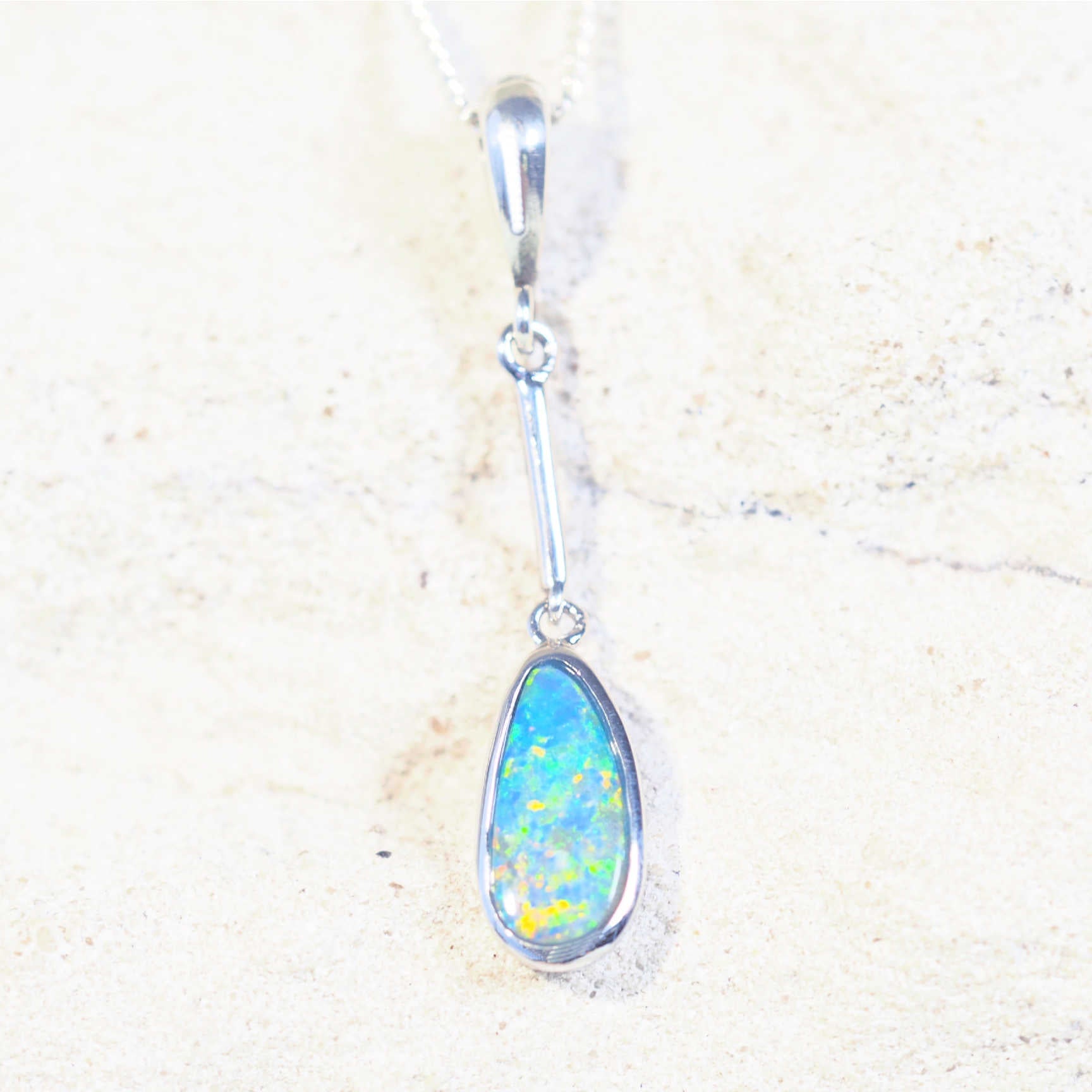 blue and green opal pendant