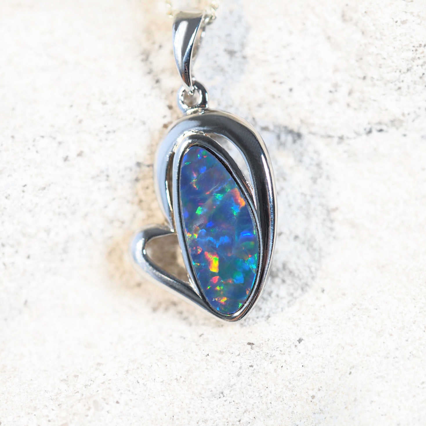 australian opal pendant with a multi-colour doublet opal