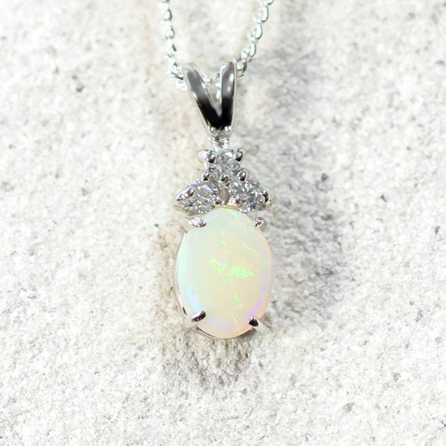 'Tiara' White Opal Pendant Silver