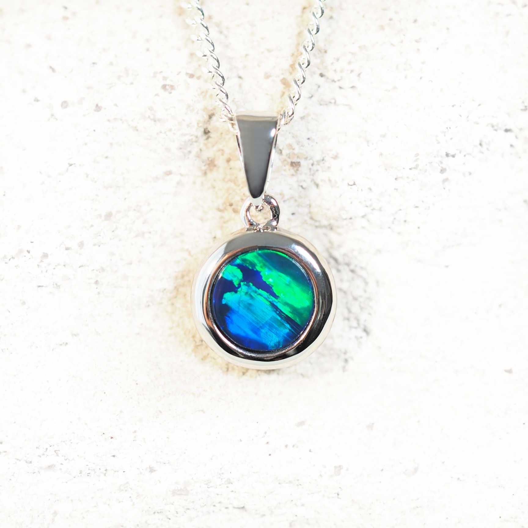 blue and green opal pendant