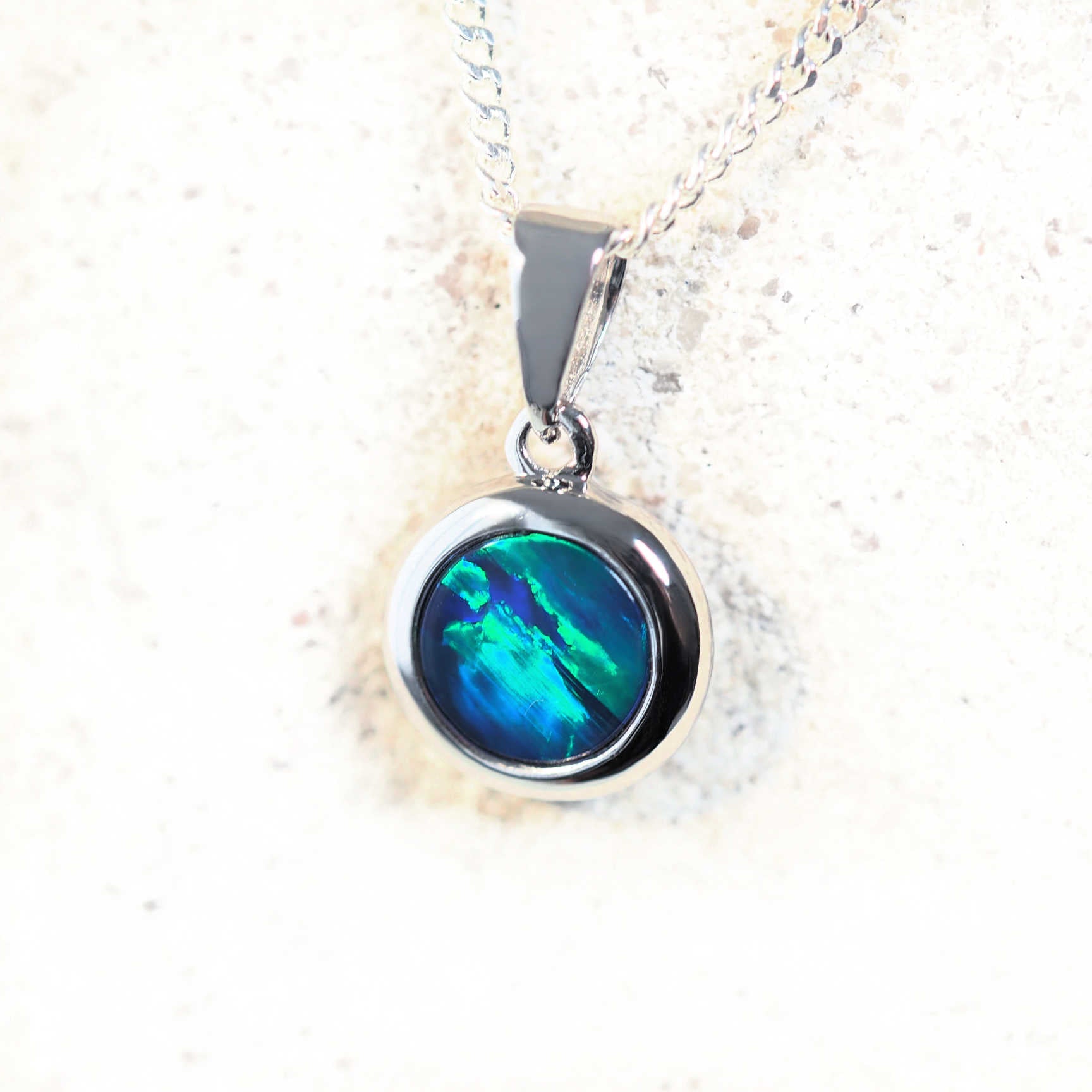 green and blue opal pendant