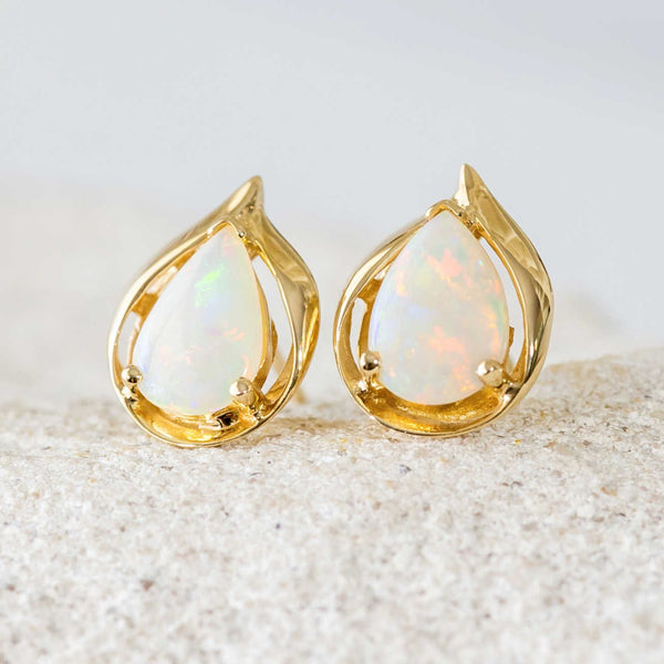 'Valerie' Gold Australian Crystal Opal Earrings