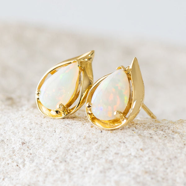 'Valerie' Gold Australian Crystal Opal Earrings