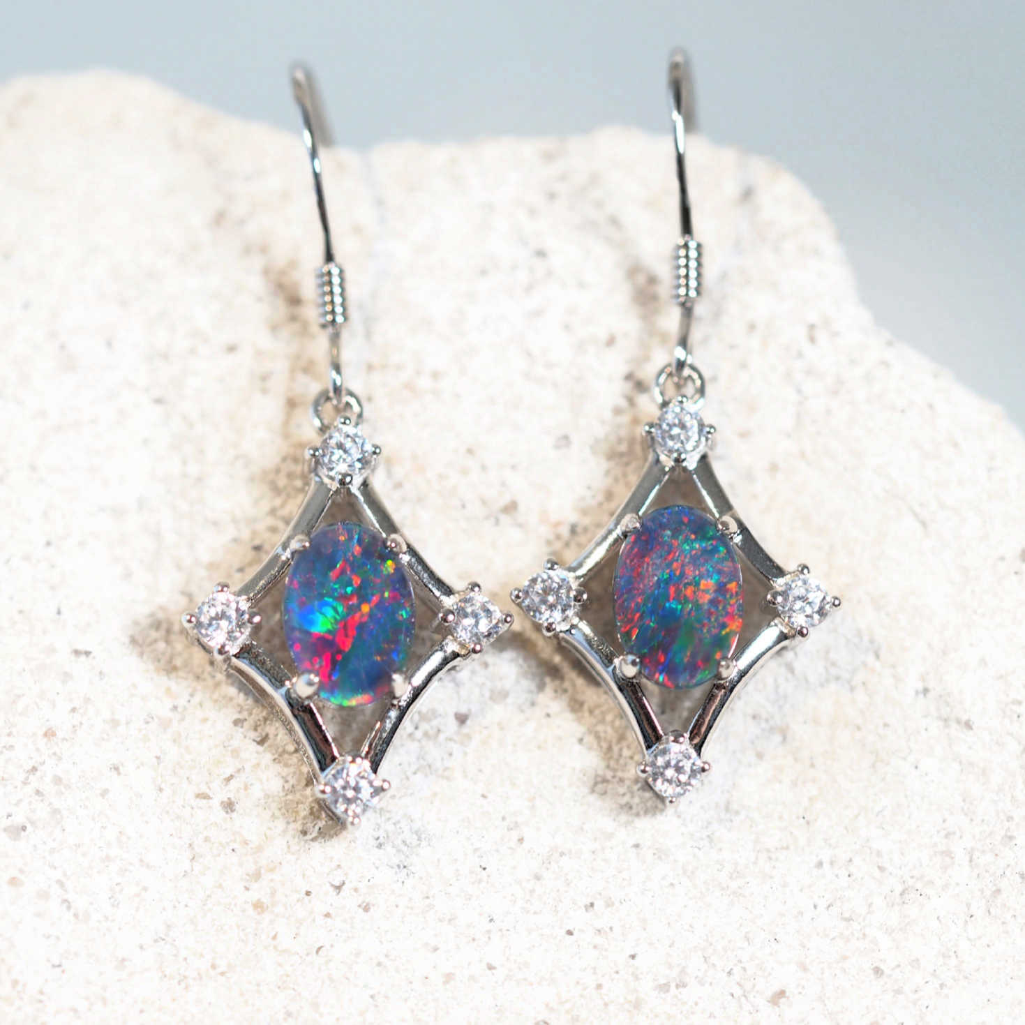 colourful australian opal drop earrings