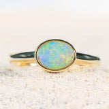 'Adalyn' Gold Australian Crystal Opal Ring - Black Star Opal