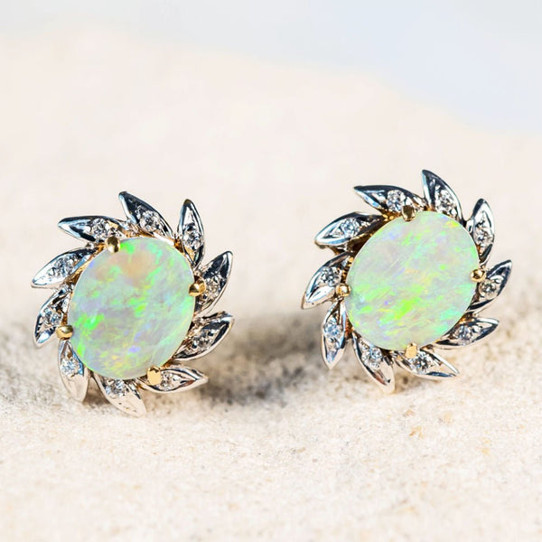 'Adelina' Gold Australian Crystal Opal Earrings - Black Star Opal