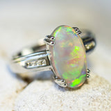 'Adina' White Gold Australian Crystal Opal Ring - Black Star Opal