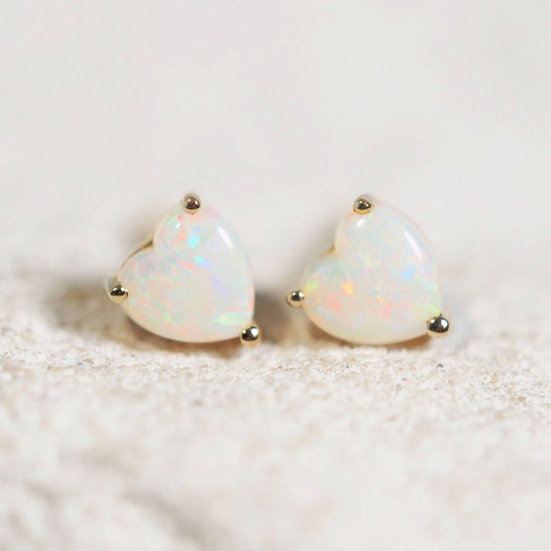 gold multi-colour white opal earrings