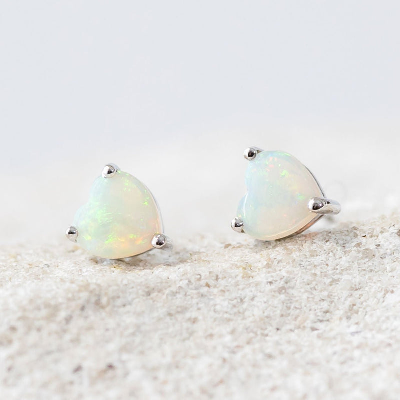 White Gold Australian Crystal Opal Earrings