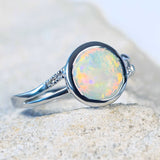'Adriana' White Gold Australian White Opal Ring - Black Star Opal