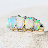 'Aitana' Gold Australian Crystal Opal Ring - Black Star Opal