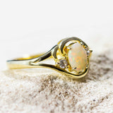 white opal gold plated silver ring 'alenka'