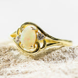 colourful white opal gold plated silver ring