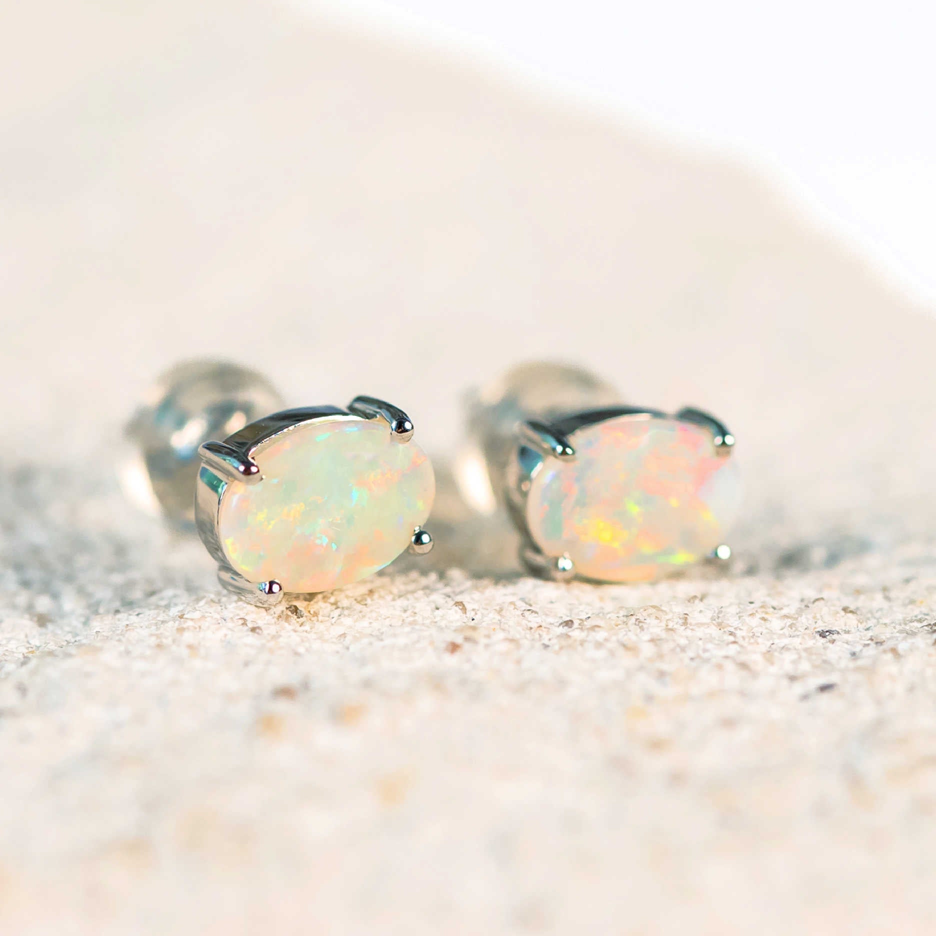 colourful Australian opal earrings