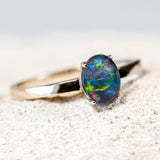 colourful opal silver ring