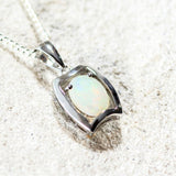 'Alora' Silver Australian White Opal Necklace Pendant - Black Star Opal